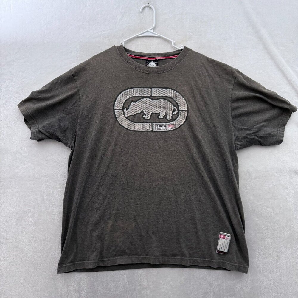 Ecko T Shirt Mens 2XL Gray Graphic Double Sided Y2K Stake